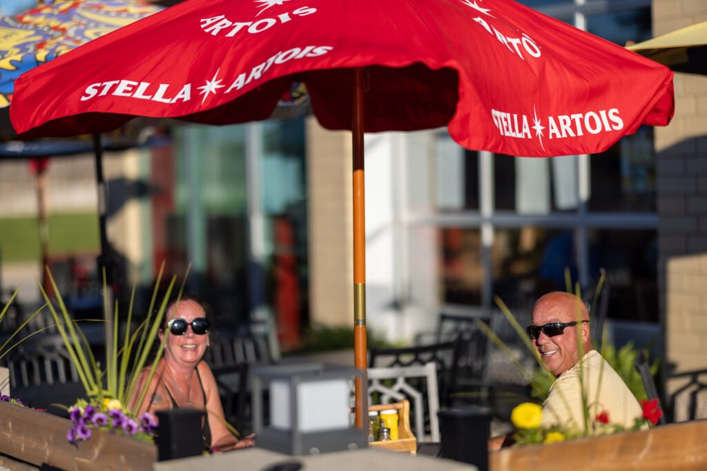 Guests enjoying The Last Shot patio