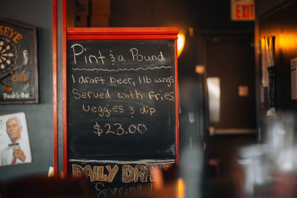 Pint and pound daily special board